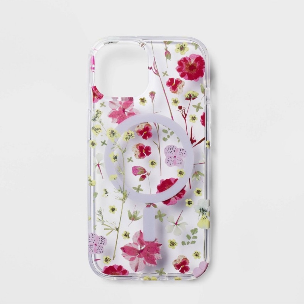 heyday Clear Phone Case with Pink and Red Floral Design